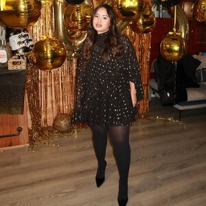 Commense Black and Gold Midi Dress